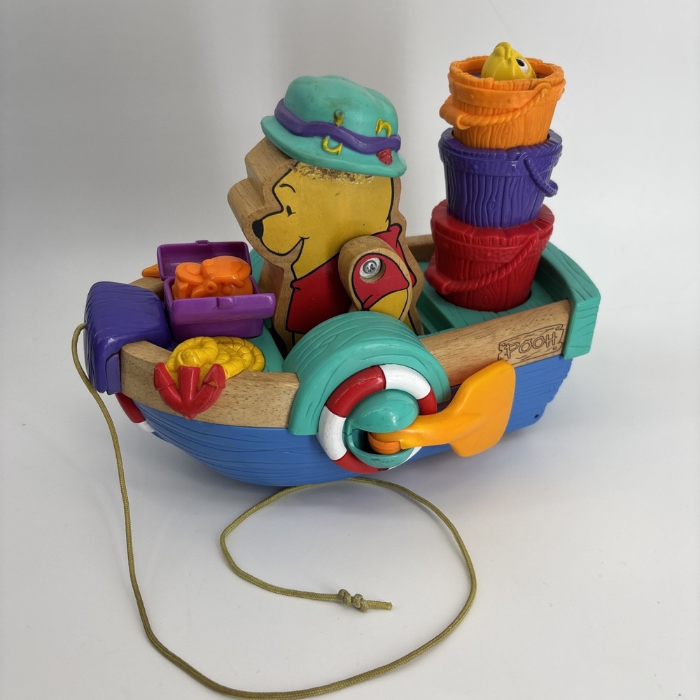 Fisher‎ Price Disney Winnie the Pooh 2001 Pull Along Singing Boat Vintage Works - Picture 7 of 10